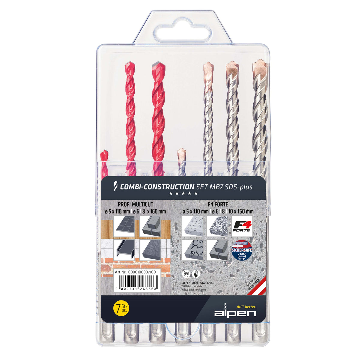 ALPEN SDS-Plus Combi-Construction SET MB7 "Universal & Beton" - 0000100007100
