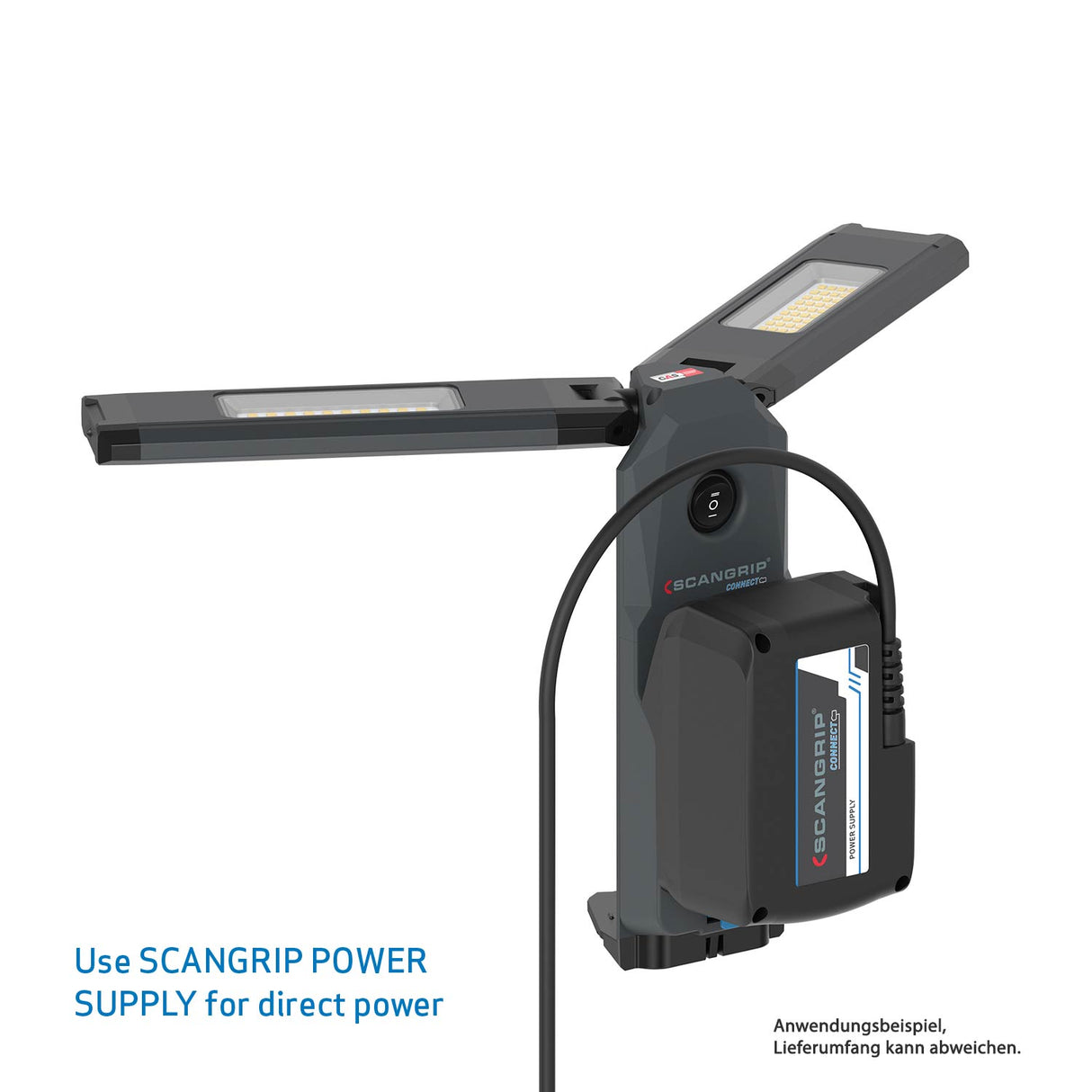 SCANGRIP Flutlichtstrahler mit zwei Leuchtenköpfen und Stativ, 2500 Lumen - Tower Compact Connect