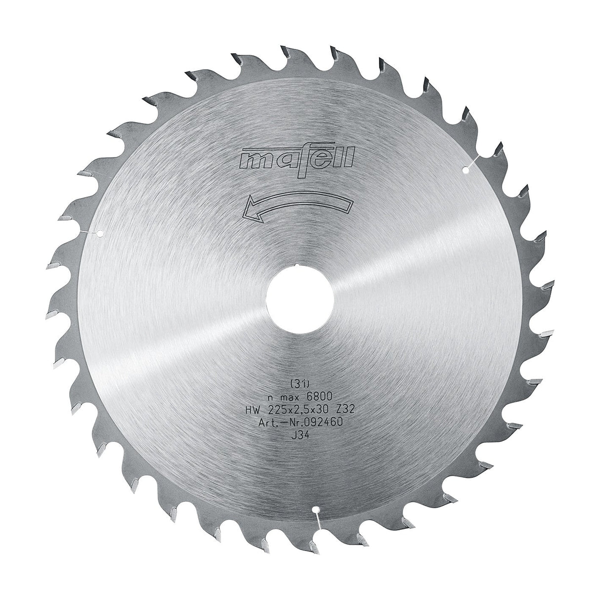 Mafell HM saw blade, 225 x 1.8/2.5 x 30 mm, 32 teeth, WZ, for universal use - 092460