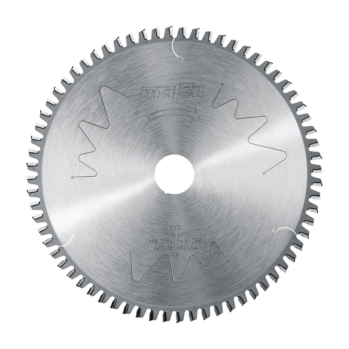 Mafell HM saw blade, 225 x 1.8/2.5 x 30 mm, 68 teeth, FZ/TR, for plastic and aluminum profiles - 092464