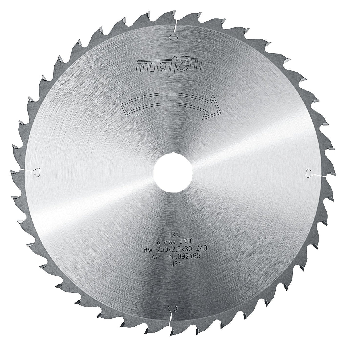 Mafell HM saw blade, 250 x 1.8/2.8 x 30 mm, 40 teeth, WZ, for universal use - 092465