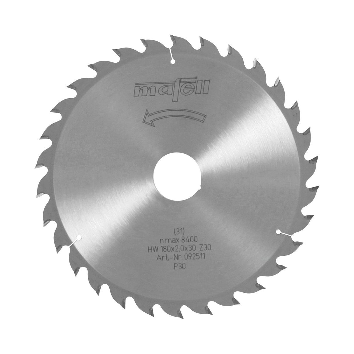 Mafell HM saw blade, 180 x 1.4/2.0 x 30 mm, 30 teeth, WZ, for universal use in wood - 092511