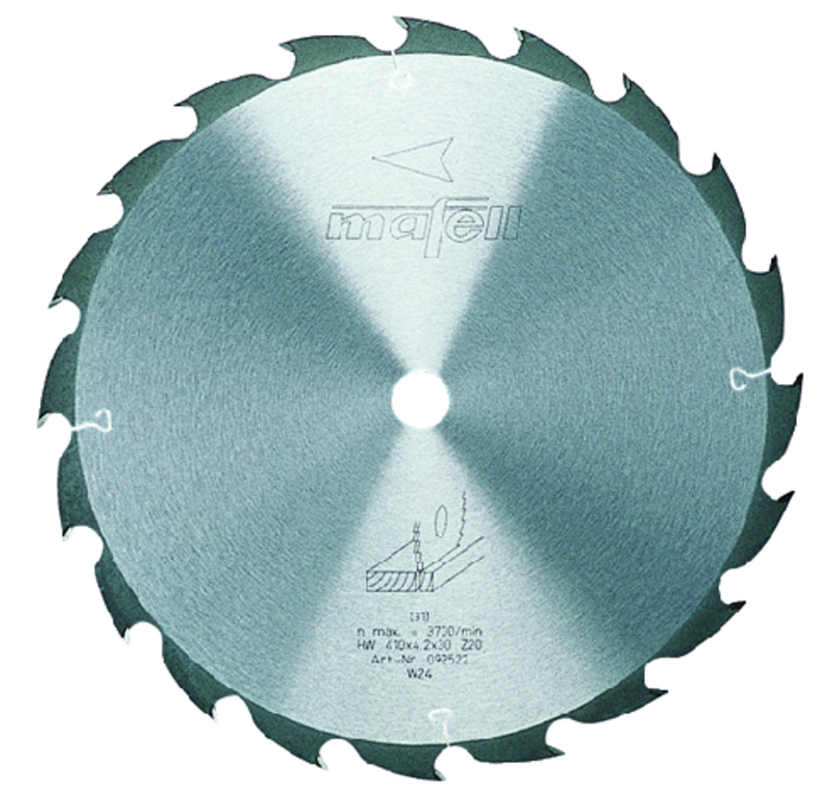 Mafell HM saw blade, 410 x 2.5/4.2 x 30 mm, 20 teeth, WZ, for longitudinal cuts in wood (MKS 165 Ec) - 092522