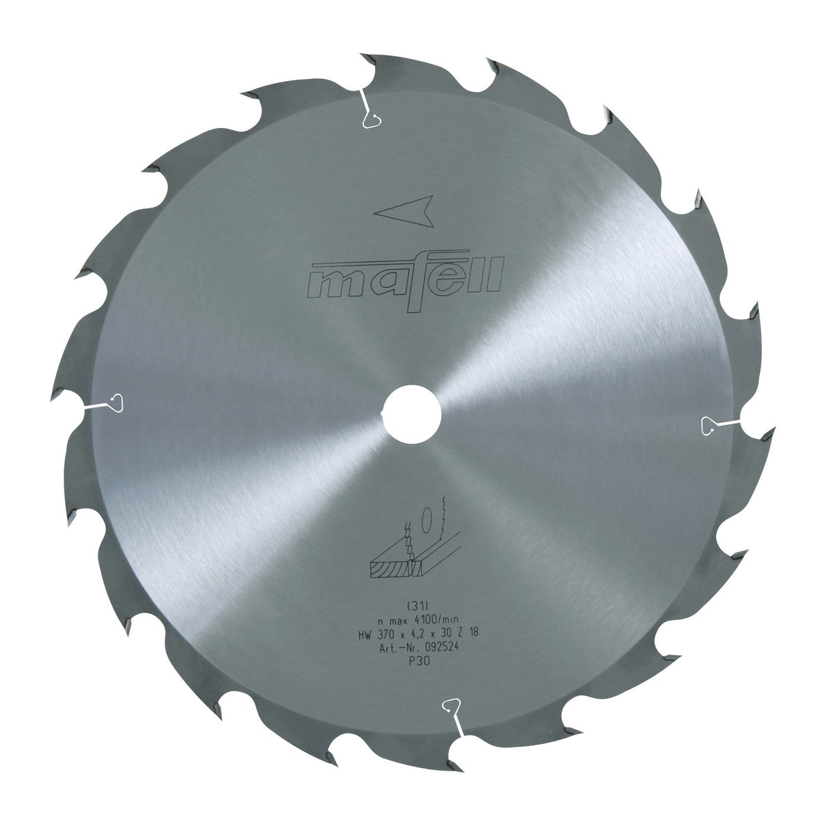 Mafell HM saw blade, 370 x 2.5/4.2 x 30 mm, 18 teeth, WZ, for longitudinal cuts in wood (MKS 145 Ec) - 092524