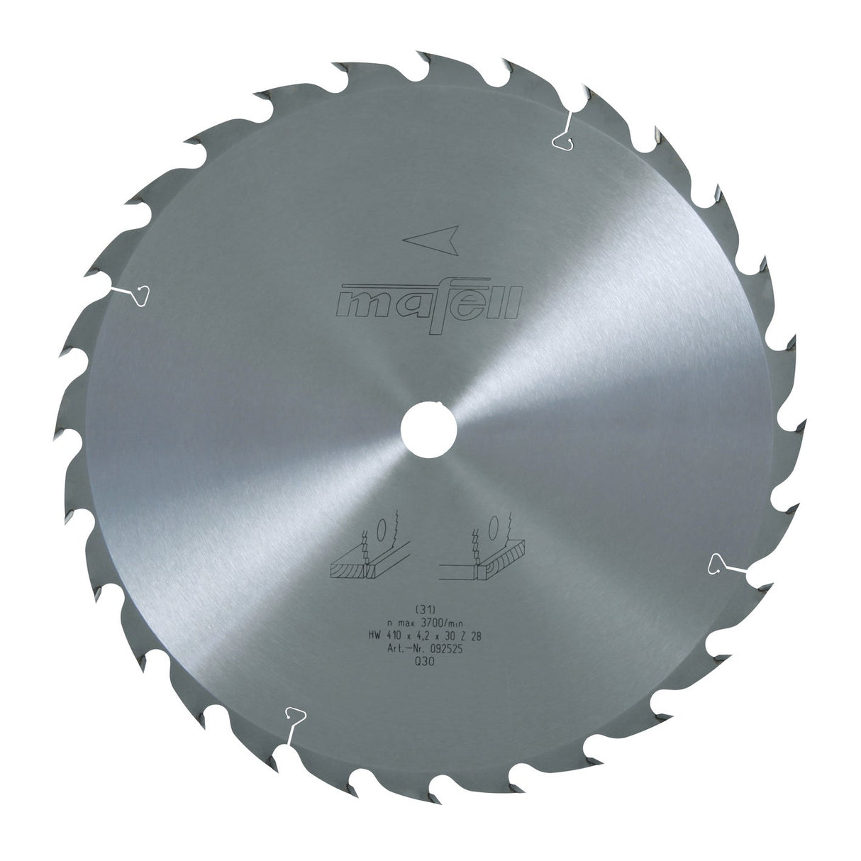 Mafell HM saw blade, 410 x 2.5/4.2 x 30 mm, 28 teeth, WZ, for universal use in wood (MKS 165 Ec) - 092525
