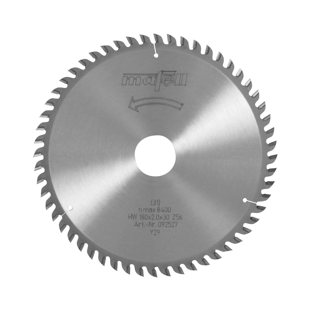 Mafell HM saw blade, 180 x 1.2/2.0 x 30 mm, 56 teeth, WZ, chamfered, for laminates - 092527