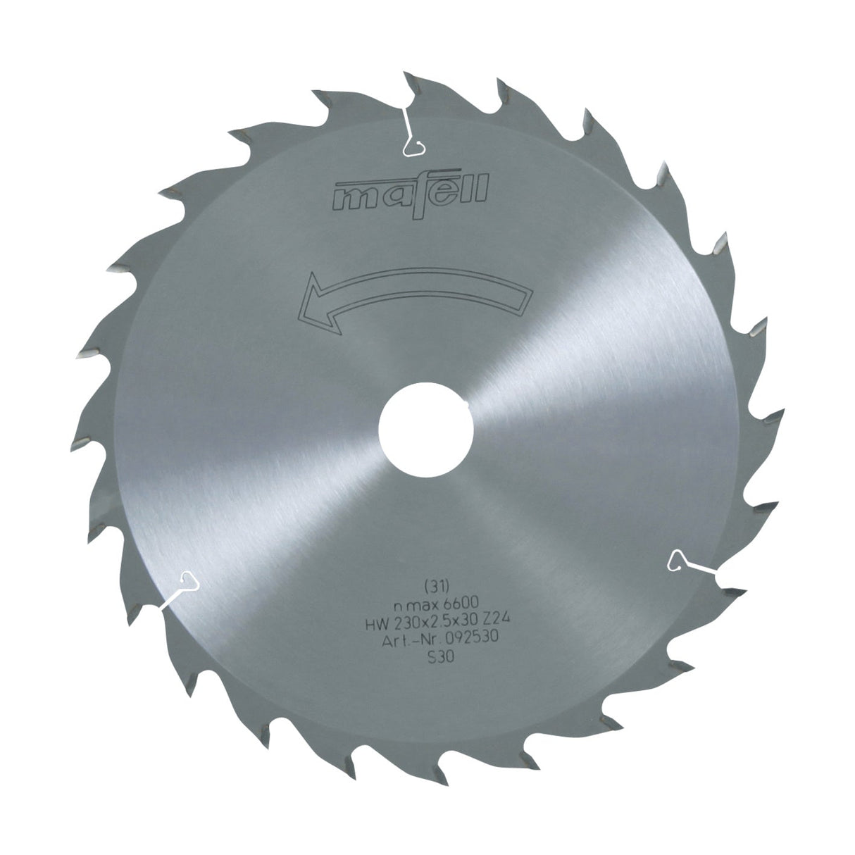 Mafell HM saw blade, 230 x 1.8/2.5 x 30 mm, 24 teeth, WZ, for universal use in wood (KSP 85 Fc) - 092530