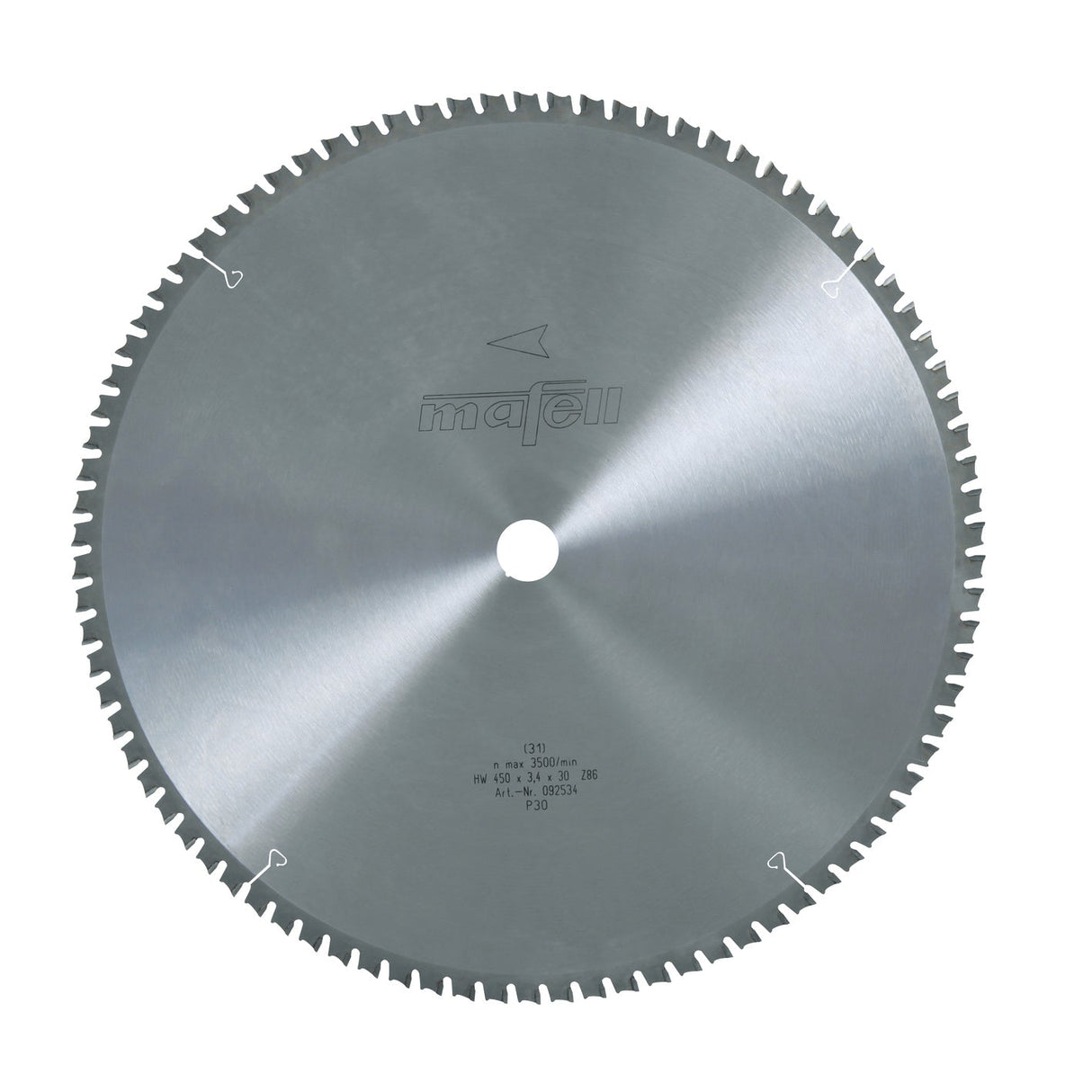 Mafell HM sandwich saw blade, 450 x 3.0/3.4 x 30 mm, 86 teeth, FZFA/FZFA, for sandwich panels with metal inserts or metal facings - 092534