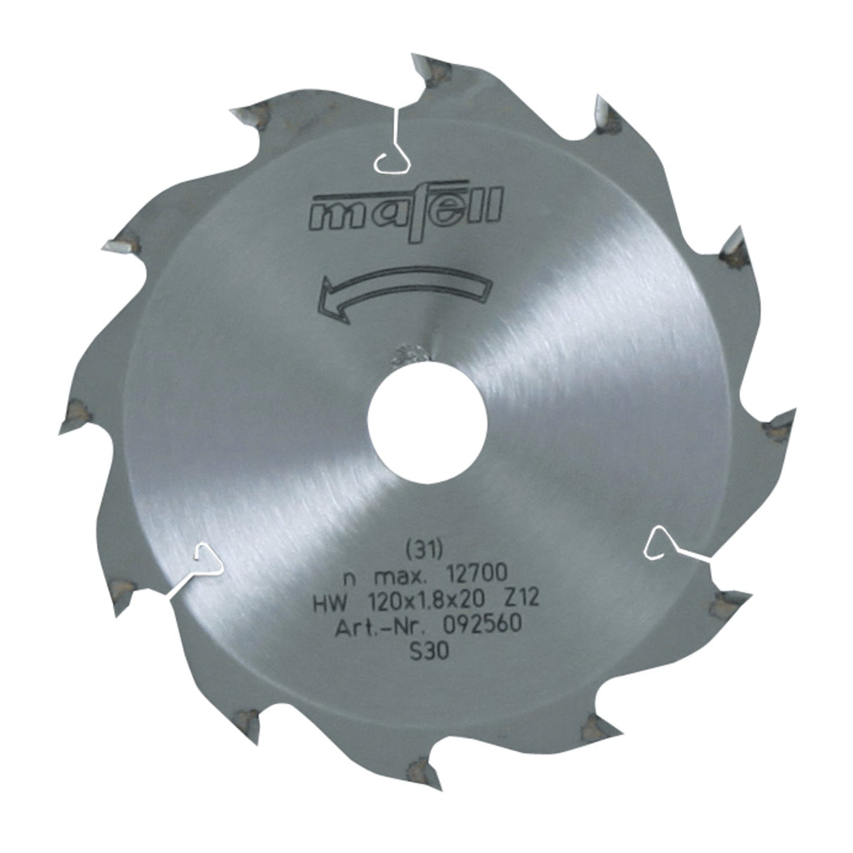 Mafell HM saw blade, 120 x 1.2/1.8 x 20 mm, 12 teeth, WZ, for longitudinal cuts in wood - 092560