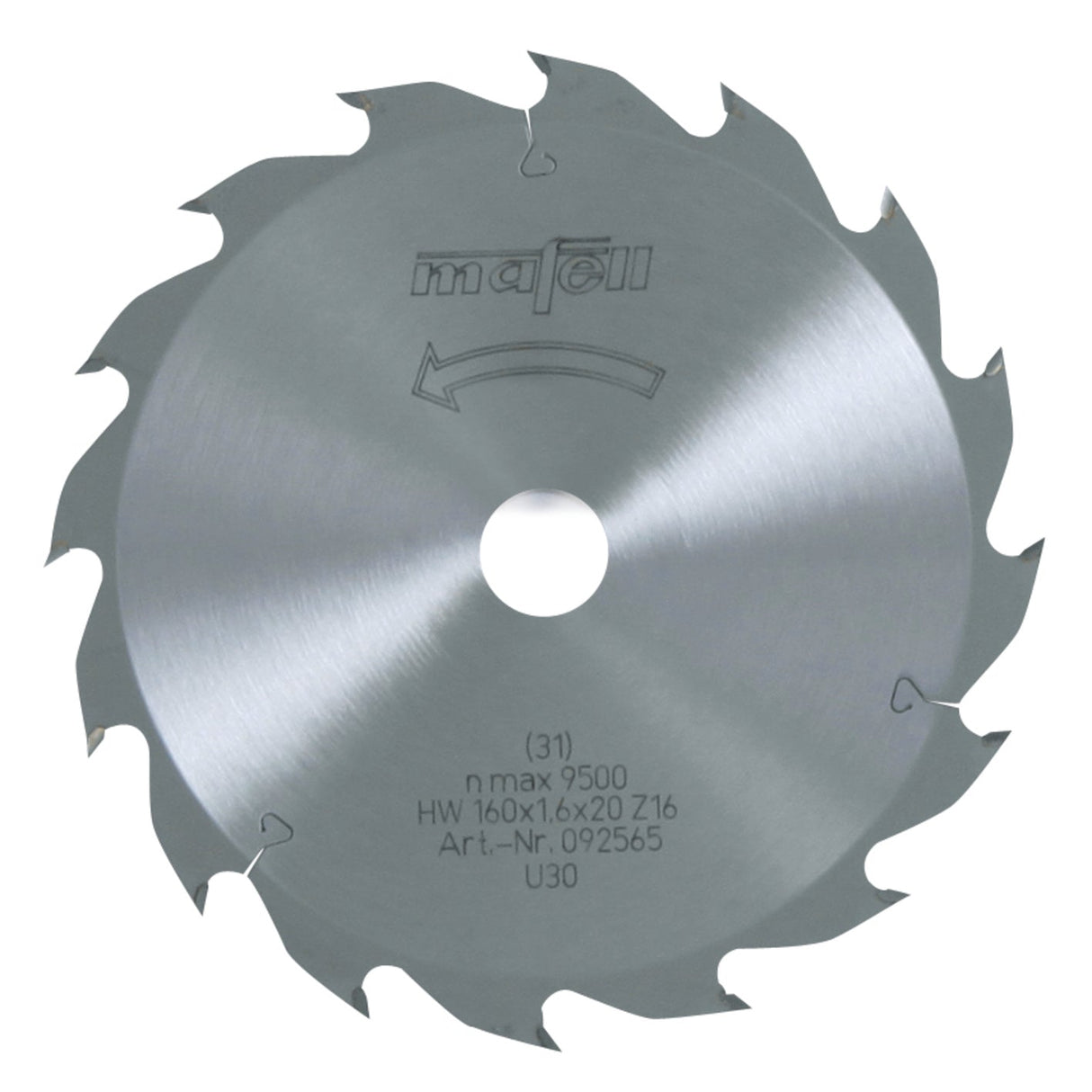 Mafell HM saw blade, 160 x 1.1/1.6 x 20 mm, 16 teeth, FZ/FA, for universal use in wood, Battery ideal - 092565