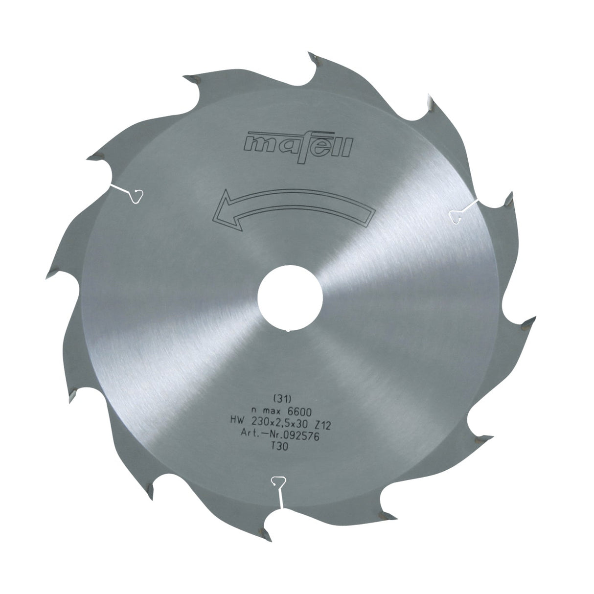Mafell HM saw blade, 230 x 1.8/2.5 x 30 mm, 12 teeth, WZ, for longitudinal cuts in wood (KSP 85 Fc) - 092576