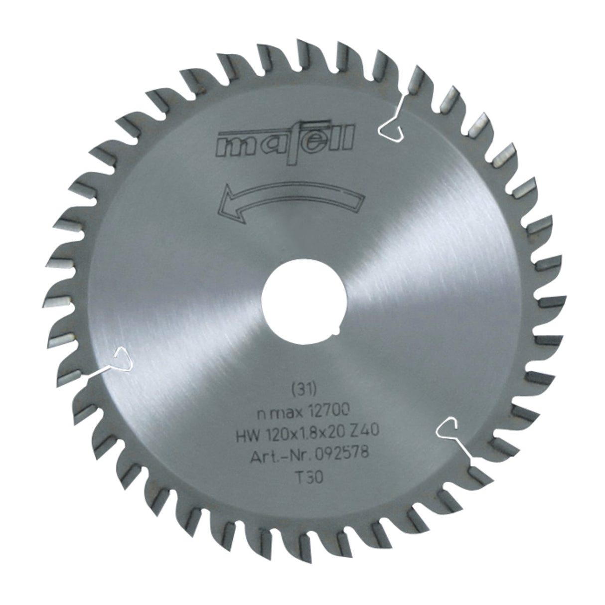 Mafell HM saw blade, 120 x 1.2/1.8 x 20 mm, 40 teeth, TR, for laminate - 092578