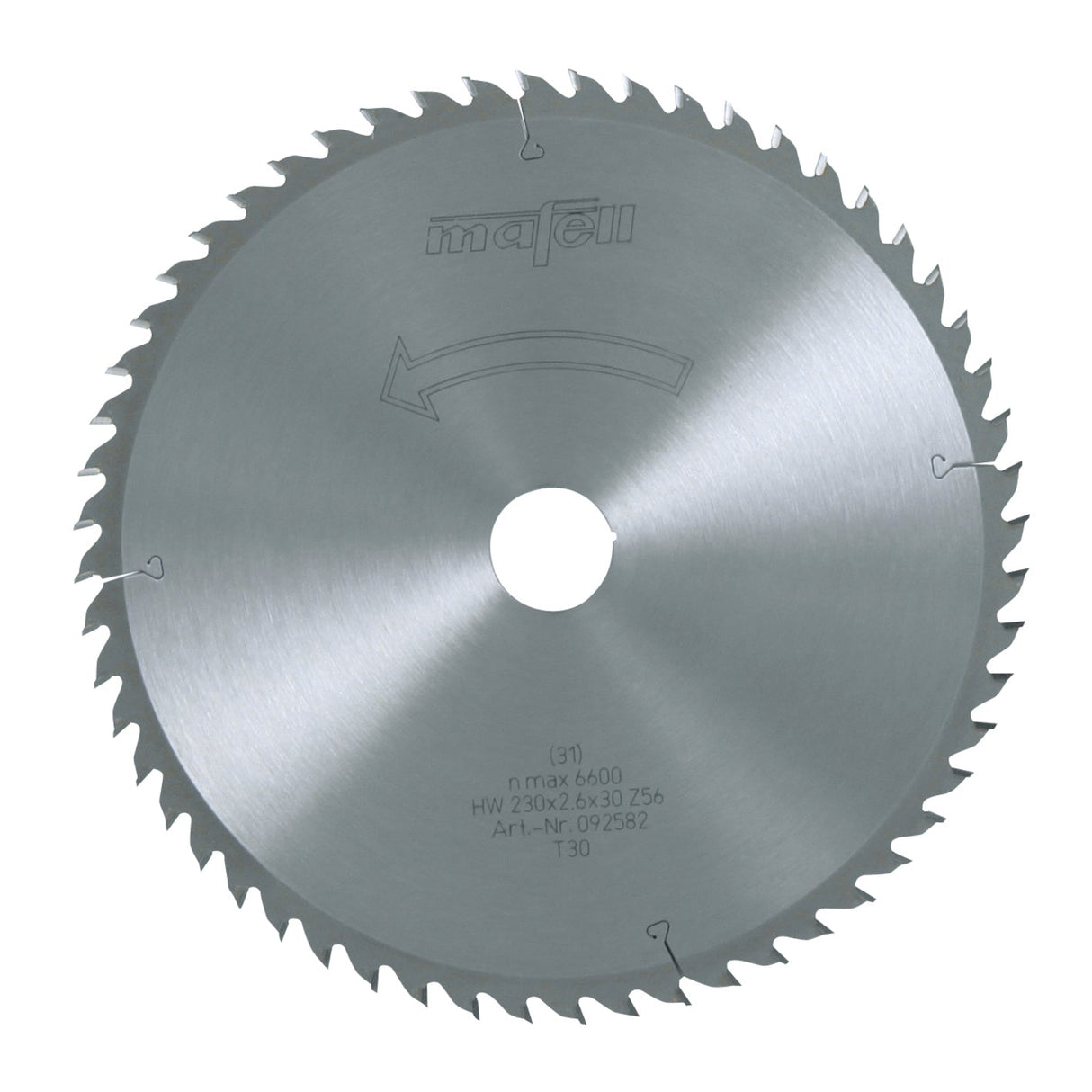Mafell HM saw blade, 230 x 2.6 x 30 mm, 56 teeth, WZ, for soft fiberboard and cross-sections (KSP 85 Fc) - 092582