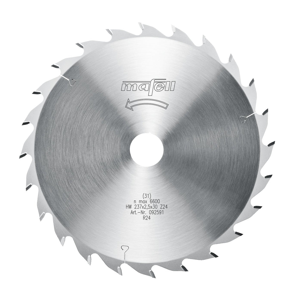 Mafell HM saw blade, 237 x 1.8/2.5 x 30 mm, 24 teeth, WZ, for longitudinal and cross cuts - 092591
