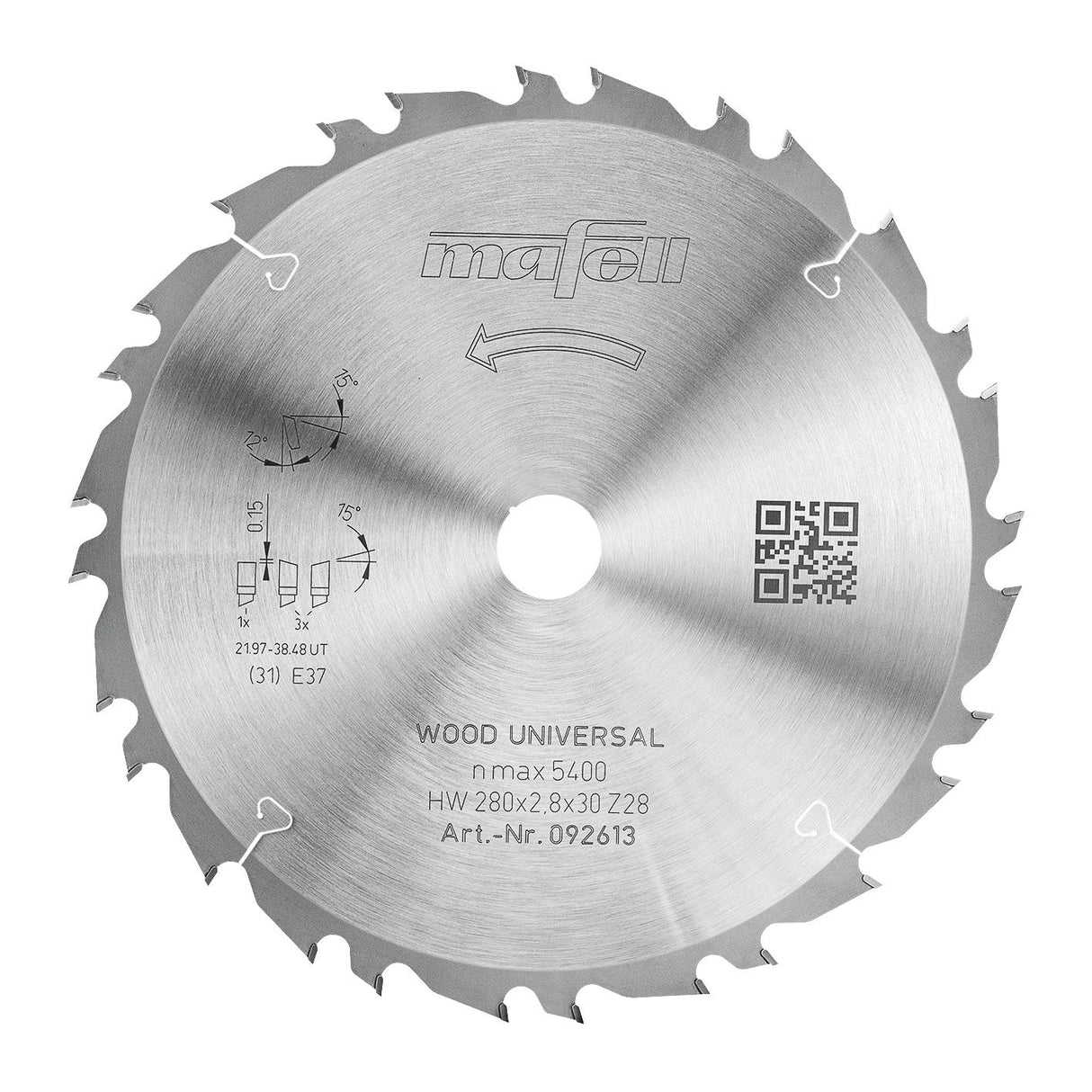 Mafell Sägeblatt KSB-WU 280 GT, HW, 280 x 2,8 x 30 mm, Z28-4, 3WZ/FZ, Wood Universal - 092613
