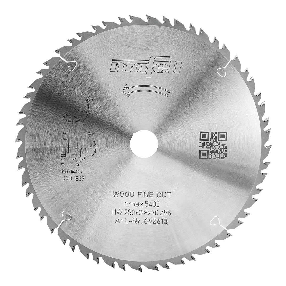 Mafell Sägeblatt KSB-WF 280 GT, HW, 280 x 2,8 x 30 mm, Z56-8, 3WZ/FZ, Wood Fine Cut - 092615