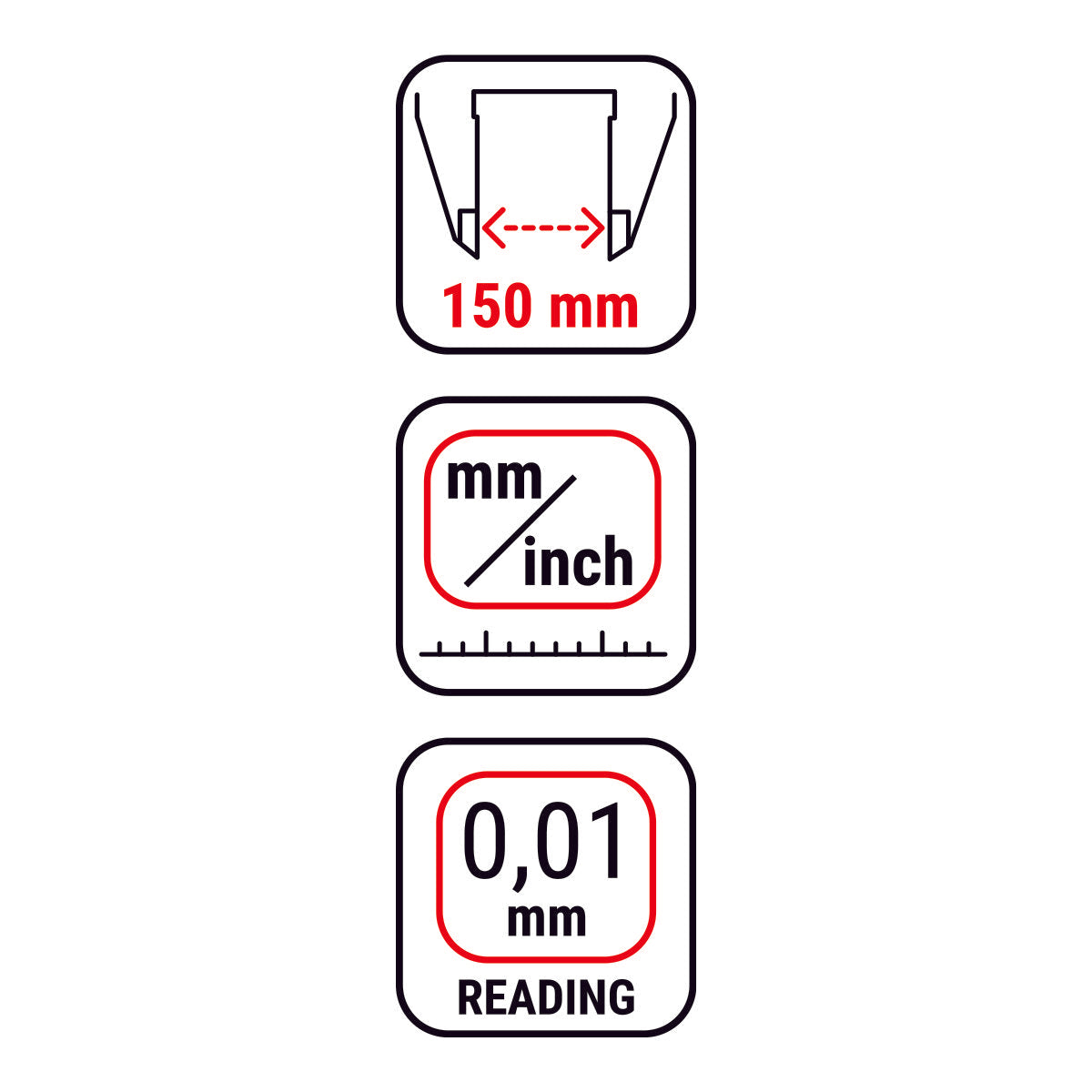 0-155 mm Messbereich - Digitaler Messschieber mit großen Zahlen