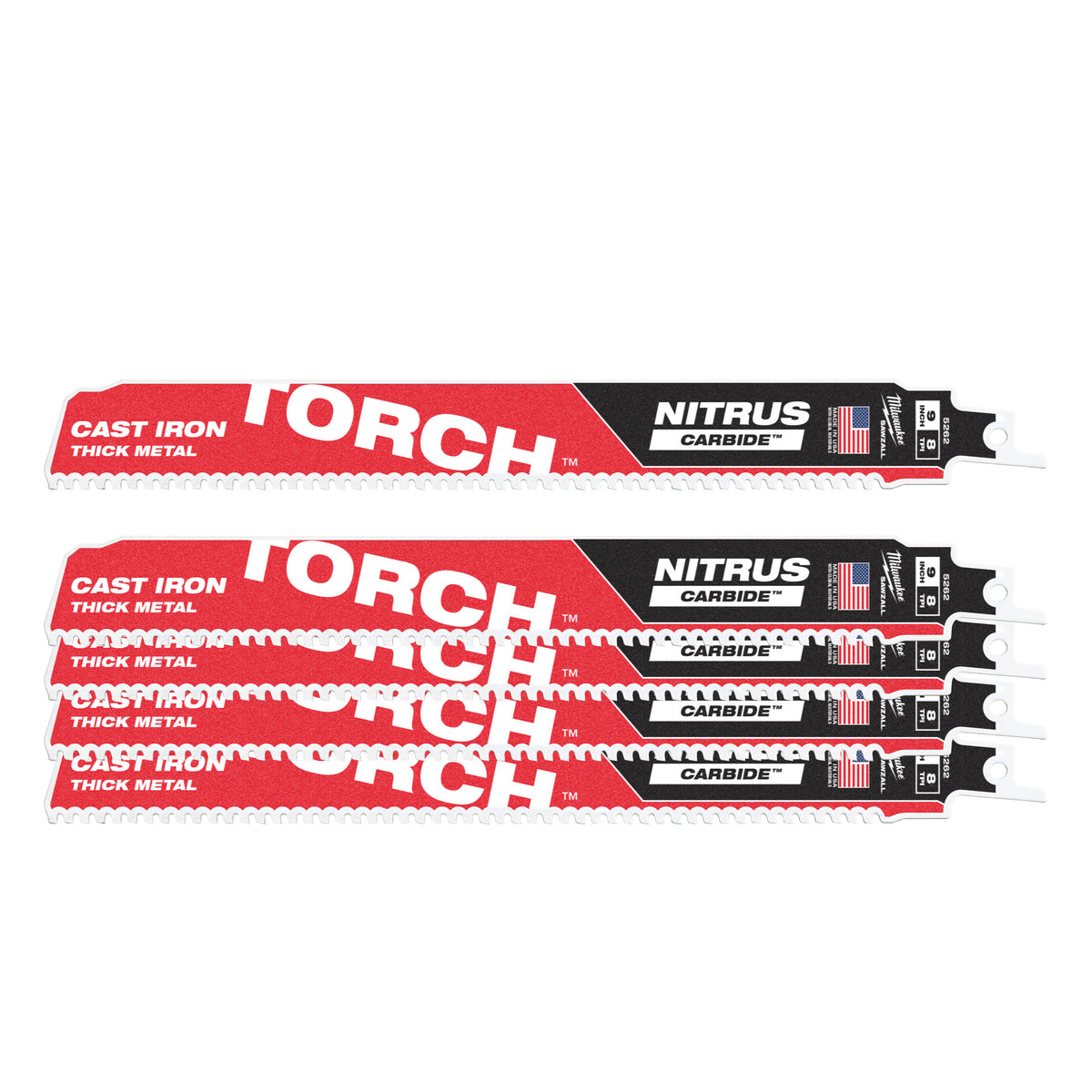 Milwaukee Säbelsägeblatt Metall THE TORCH NITRUS HM-bestückt 230mm – Zahnteilung 3.2 mm (8 TPI) – Produktbild 2