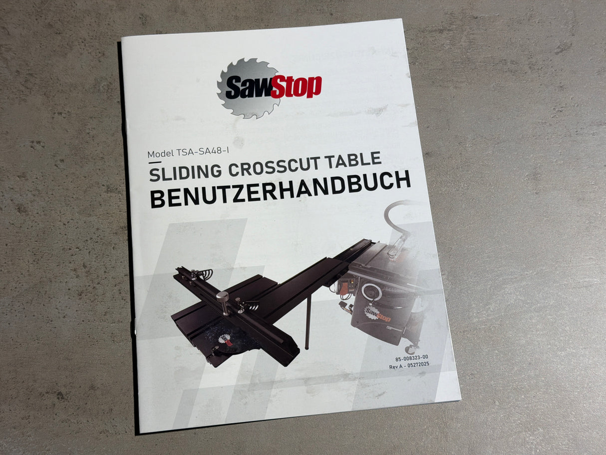 SAWSTOP Schiebeschlitten für PCS - 1250mm Schnittkapazität - TSA-SA48-I