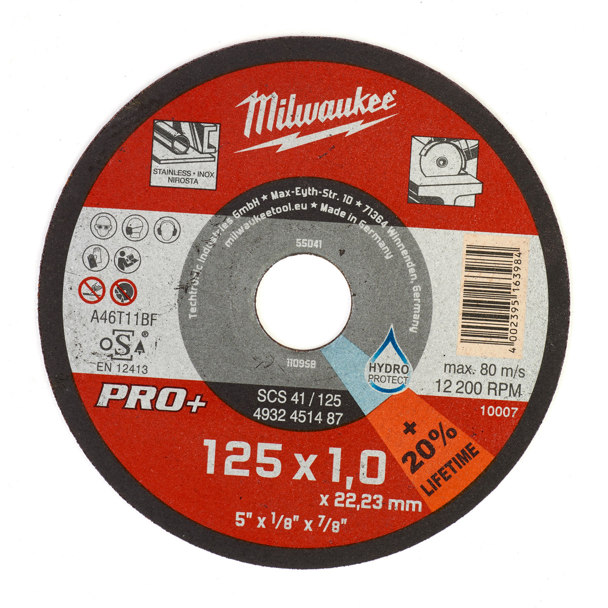 Milwaukee Thekendisplay Metalltrennscheibe PRO+ INOX 125 mm – 200 x Trennscheibe 125 x 1 mm – Produktbild 1