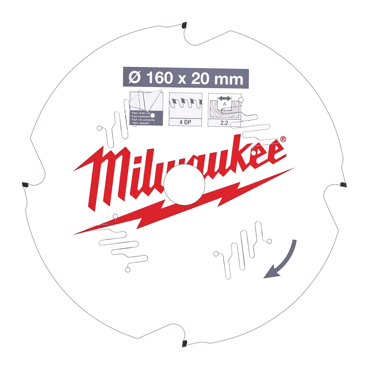 Milwaukee Kreissägeblatt Faserzement für Handkreissägen Ø 160 x 20 mm Z4 Diamant – Produktbild 1
