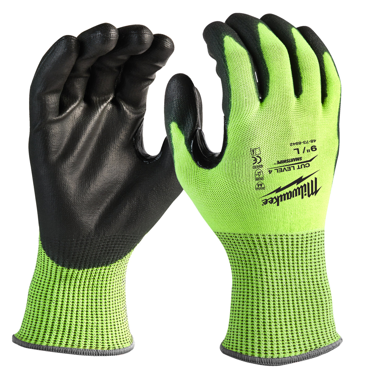 Milwaukee Hi-Vis Schnittschutzhandschuhe Klasse 4/D – Produktbild 1