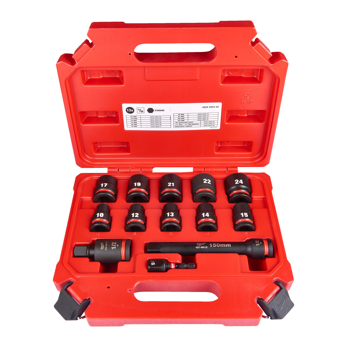 Milwaukee SHOCKWAVE Schlagnuss 1/2" kurz Set – 13-teiliges Set – Produktbild 1