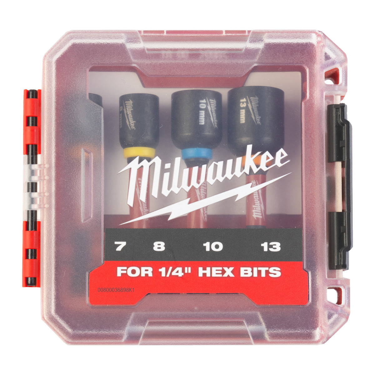 Milwaukee SHOCKWAVE Steckschlüssel 1/4" Set 4-teilig – 7.0/8.0/10/13 mm in PACKOUT kompatibler Kassette – Produktbild 1