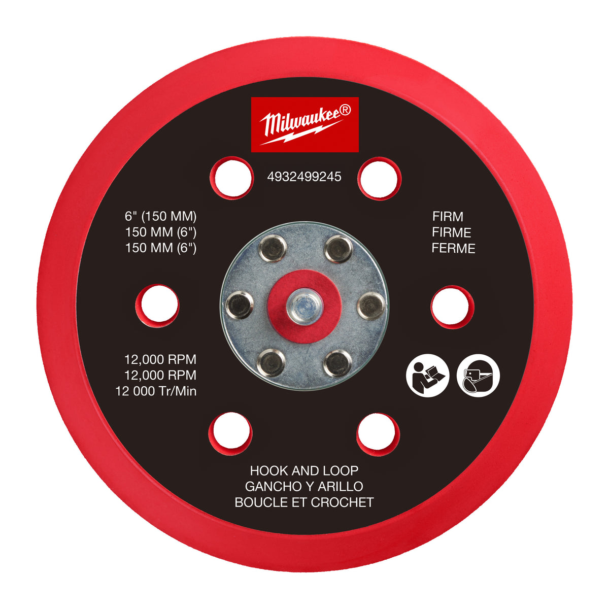 Milwaukee FROSBPHH150 Schleifteller für M12 FUEL 150 mm Exzenterschleifer - hart und mit Klettverschluss – Produktbild 1