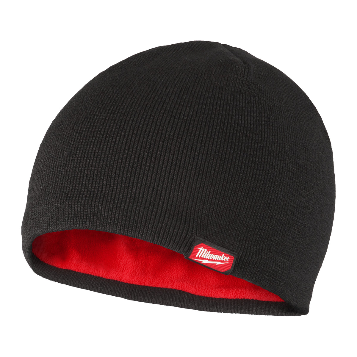 Milwaukee Mütze mit Fleece-Innenfutter – Schwarz / rotes Fleecefutter