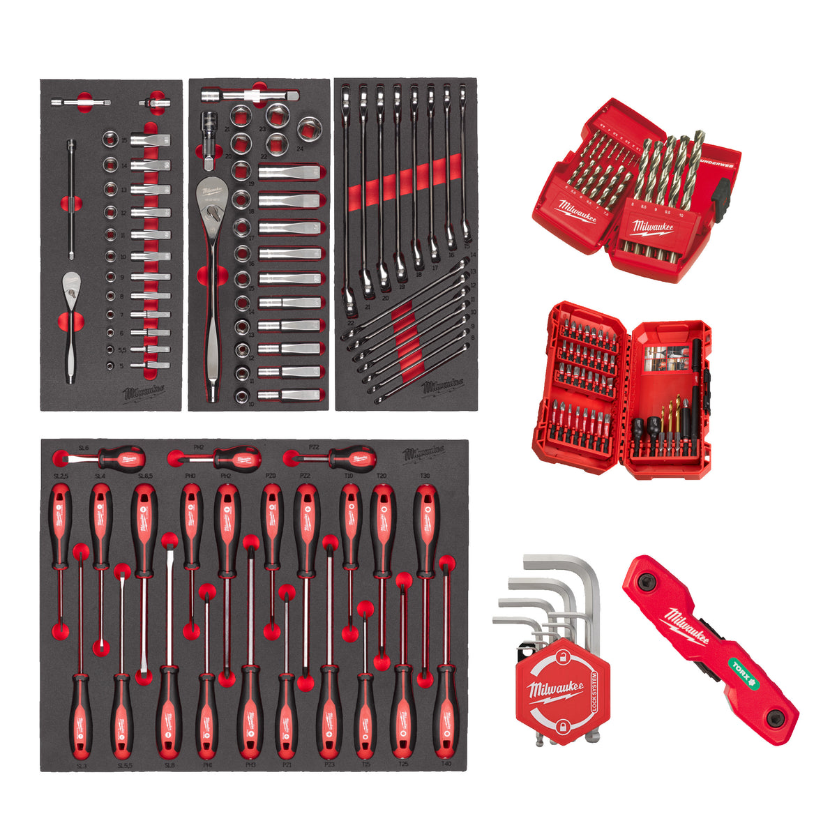 Milwaukee Bestücktes Einlagen-Set Universal 170-teilig für Werkstattwagen 78 cm – Produktbild 1