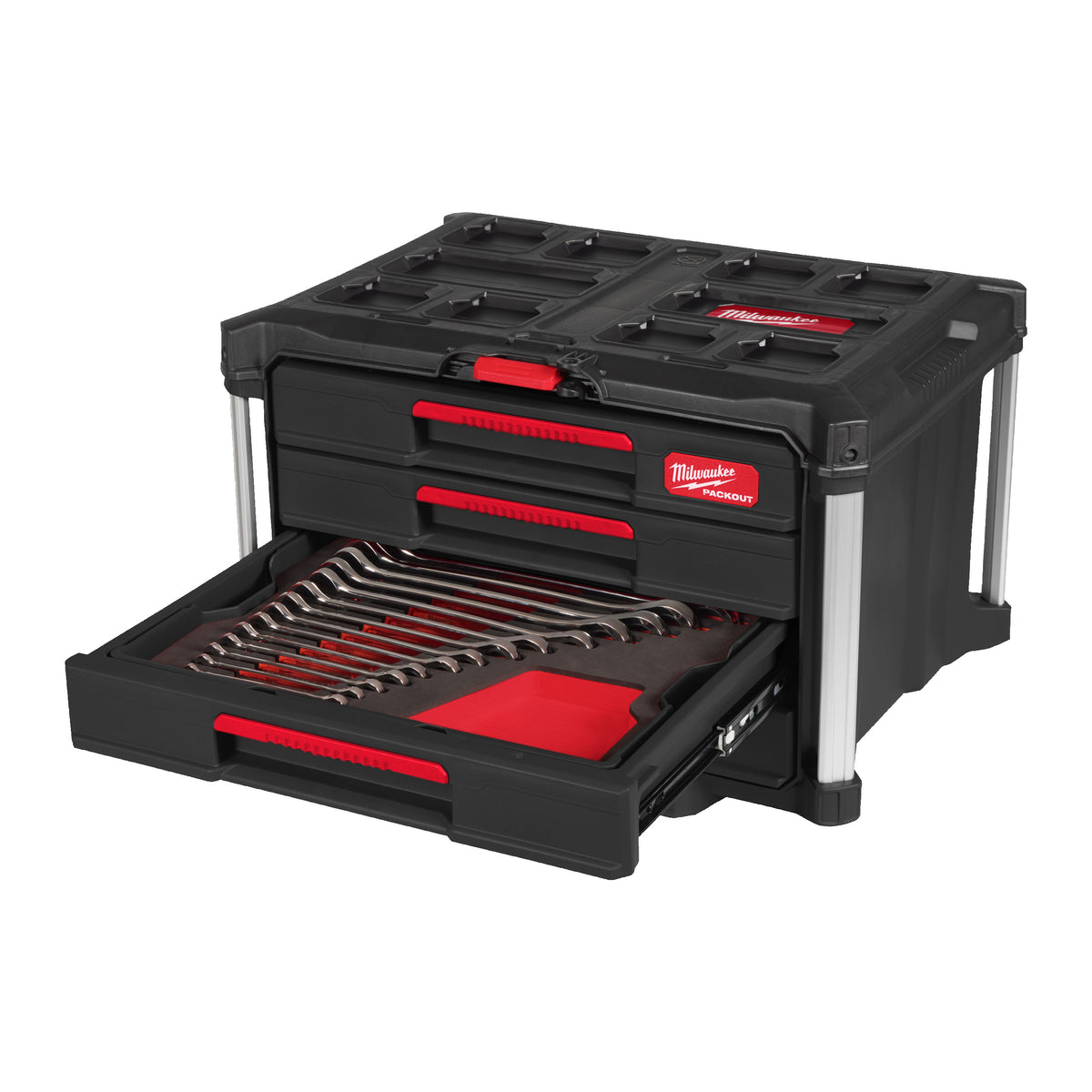 Milwaukee MAX BITE Ringmaulschlüssel Set 62-teiliges Set im PACKOUT Koffer mit Schubladen – Produktbild 1