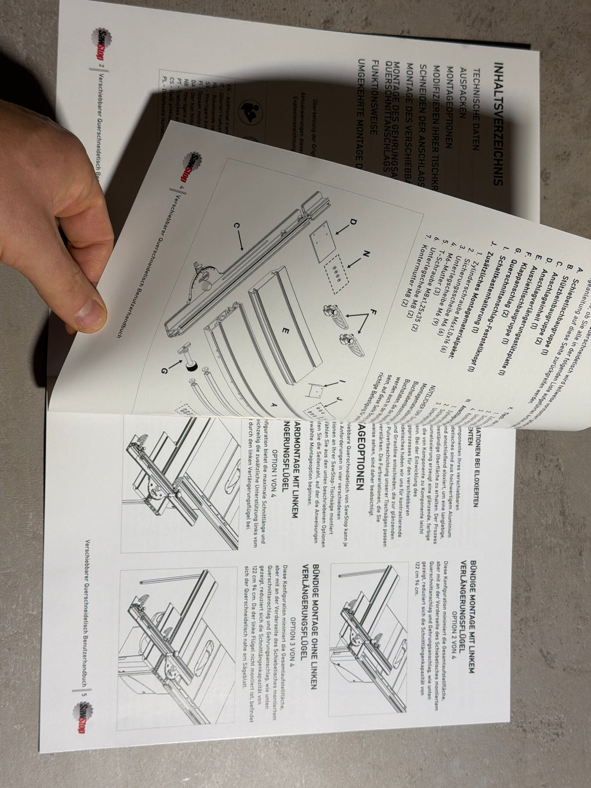 SAWSTOP Schiebeschlitten für PCS - 1250mm Schnittkapazität - TSA-SA48-I
