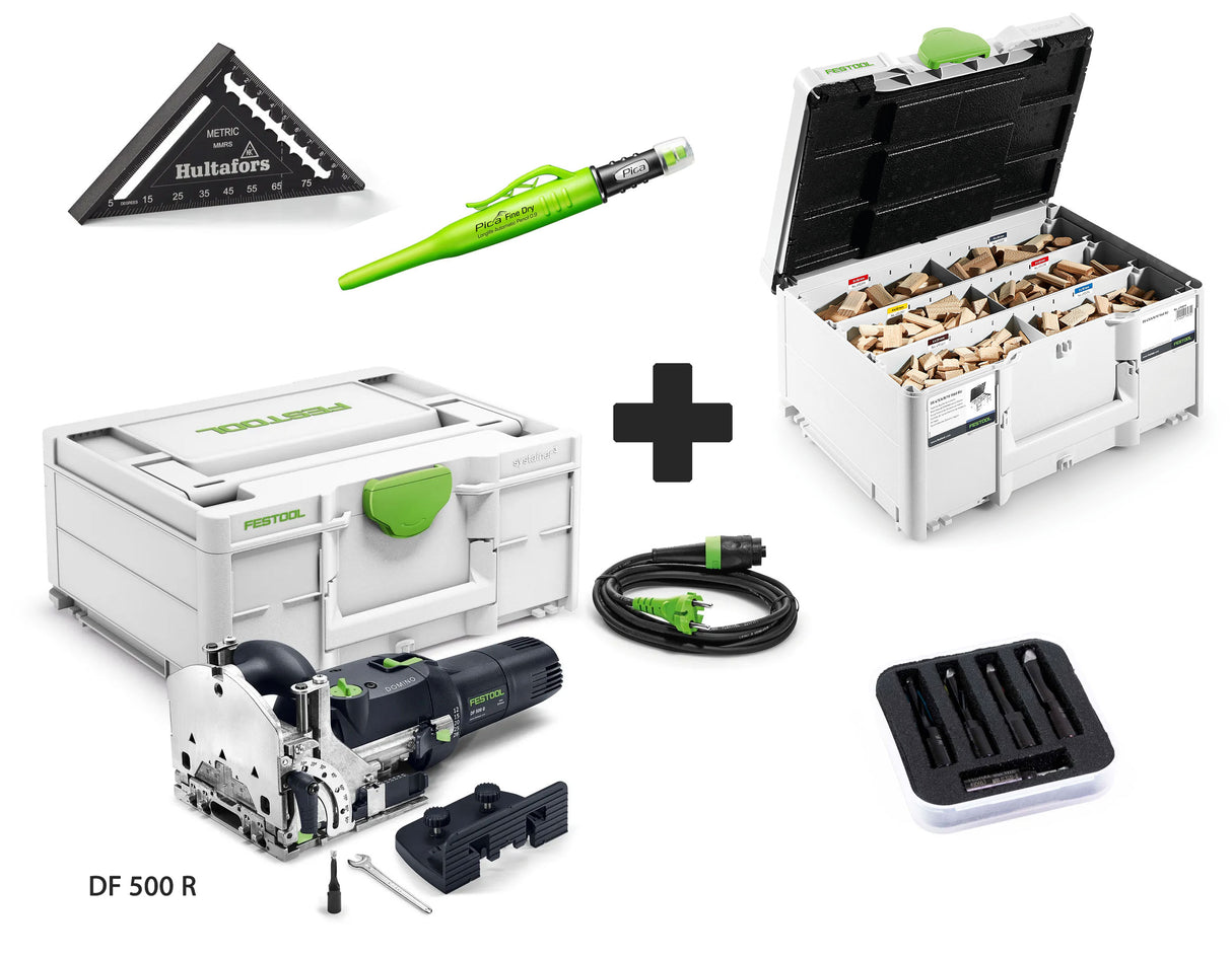 SET OFFER: Festool DOMINO dowel cutter DF 500 RQ-PLUS + dowels & cutters + accessories