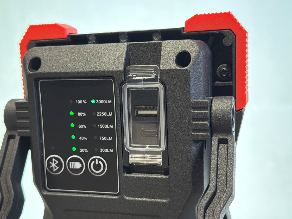 PerfectPro Akku-LED-Strahler mit Bluetooth-Lautsprecher, USB-C - L-100