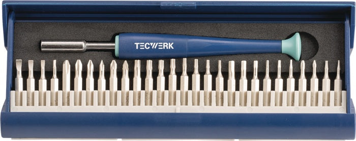 TECWERK Feinmechanikerbit-Set 29-teilig mit Wechselbits in Kunststoffkassette