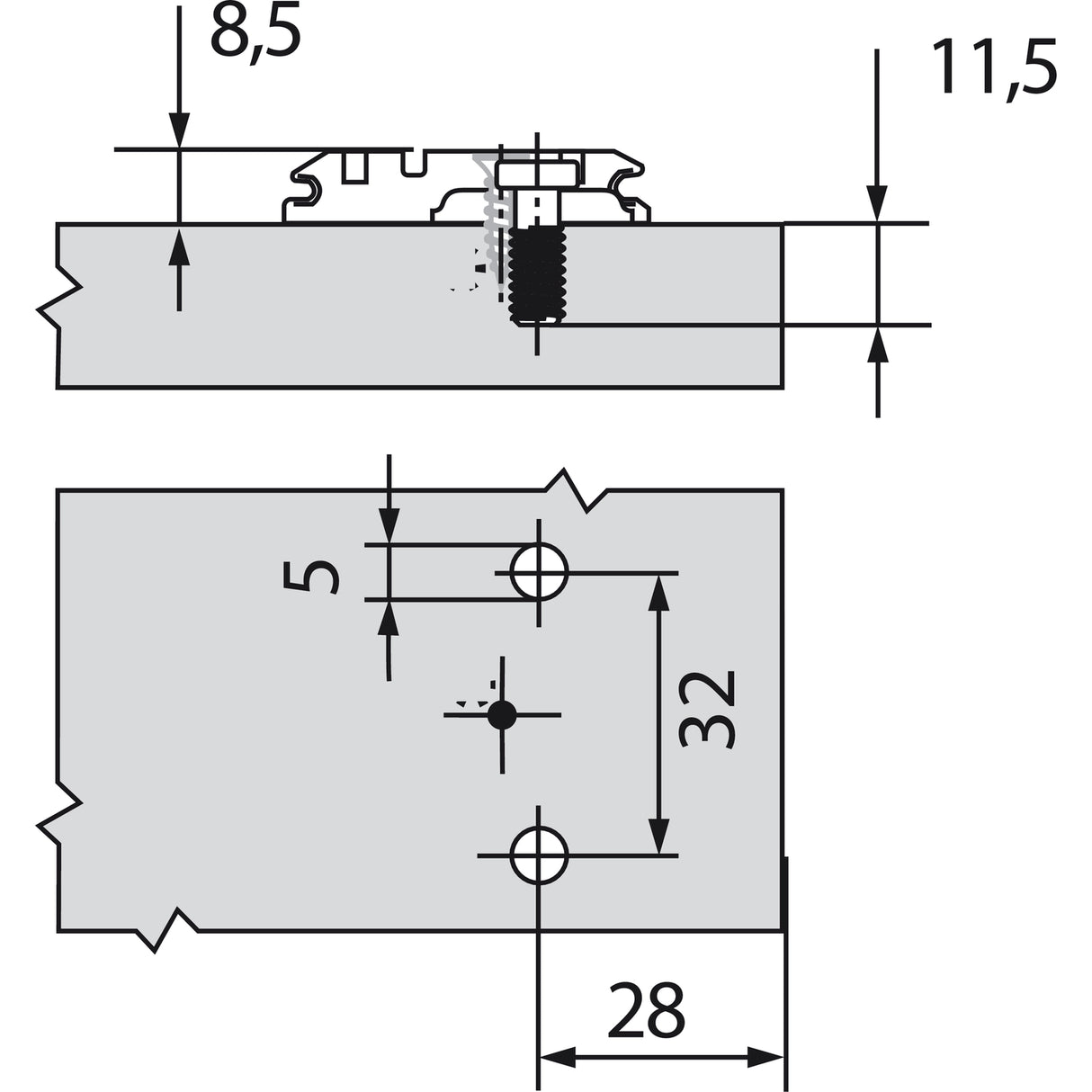 BLUM CLIP Kreuzmontageplatte, Distanz 0 mm, Systemschrauben - 173L8300