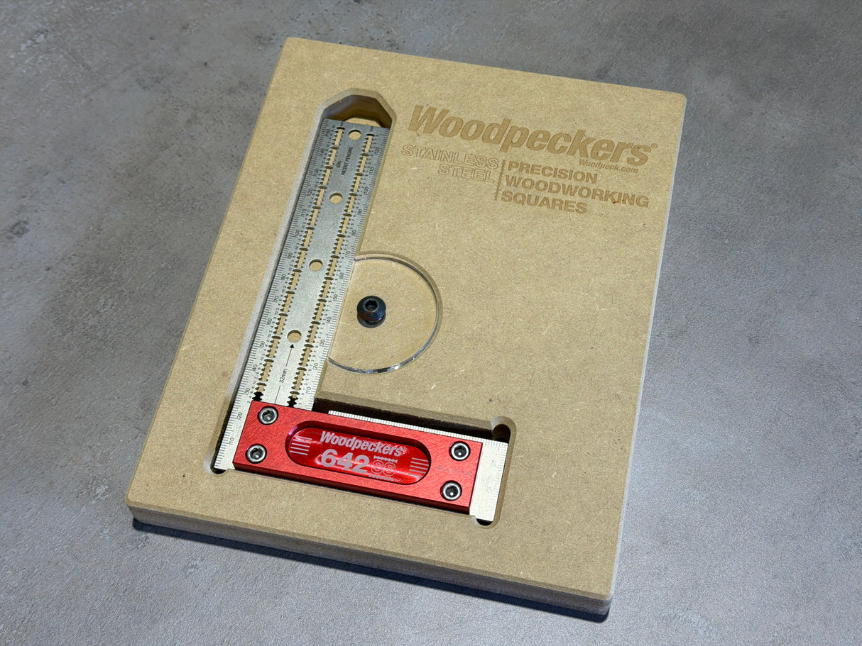 EINZELSTÜCK: Woodpeckers Edelstahl Anreißwinkel 150mm mit Holzrahmen - SSSQ-150-19