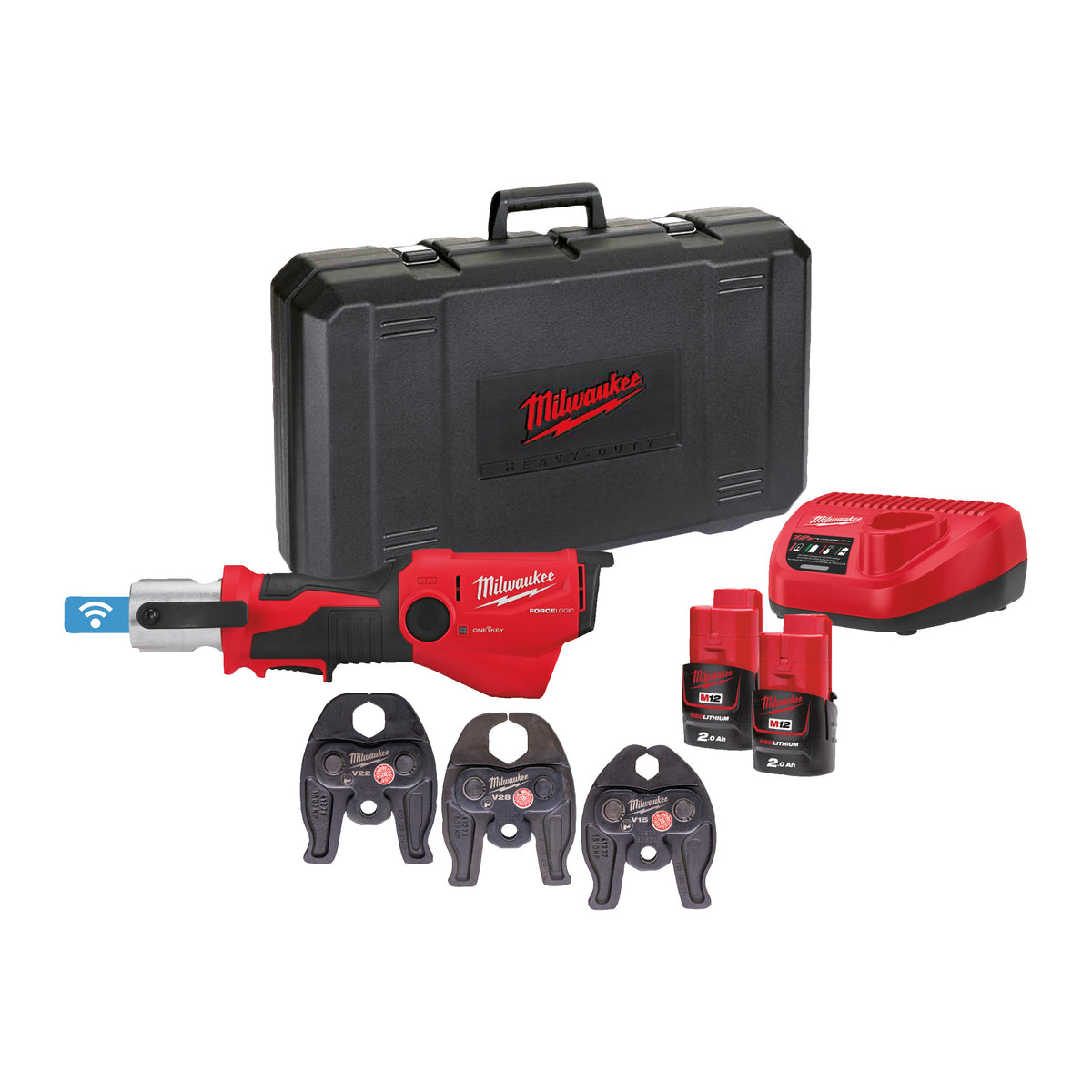 Milwaukee M12™ ONE-KEY™ Akku-Presswerkzeug V-Set M12ONEHPT-202C V-Set - Produktbild 1