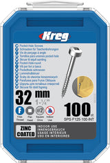 KREG® Taschenlochschrauben 32mm Feingewinde mit Flachkopf - SPS-F125