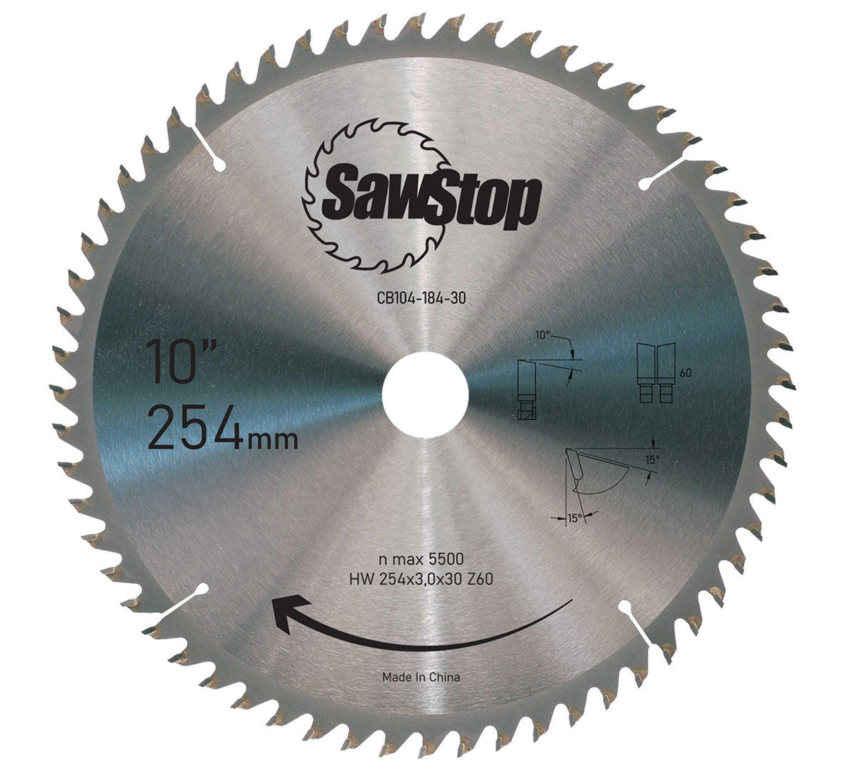 SAWSTOP Feinschnitt-Sägeblatt Ø 254x3,0x30 60 Zähne