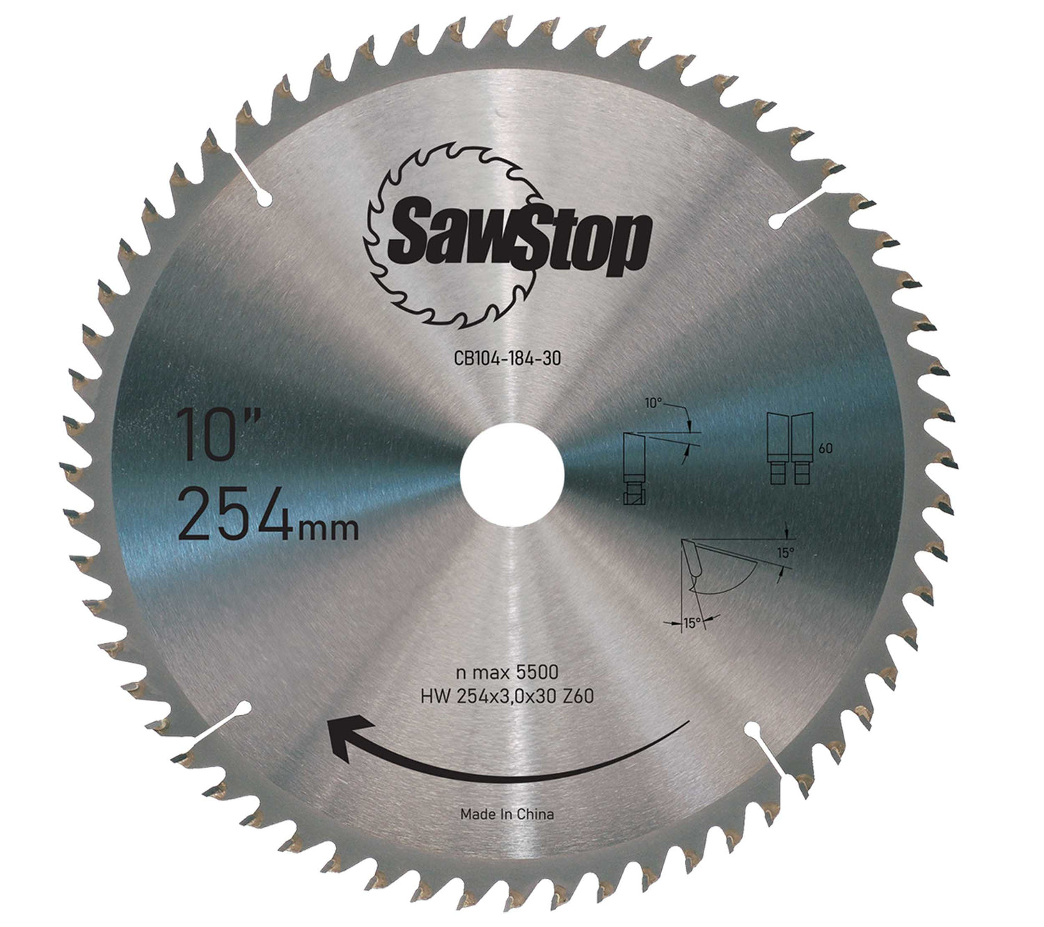 SAWSTOP Feinschnitt-Sägeblatt Ø 254x3,0x30 60 Zähne