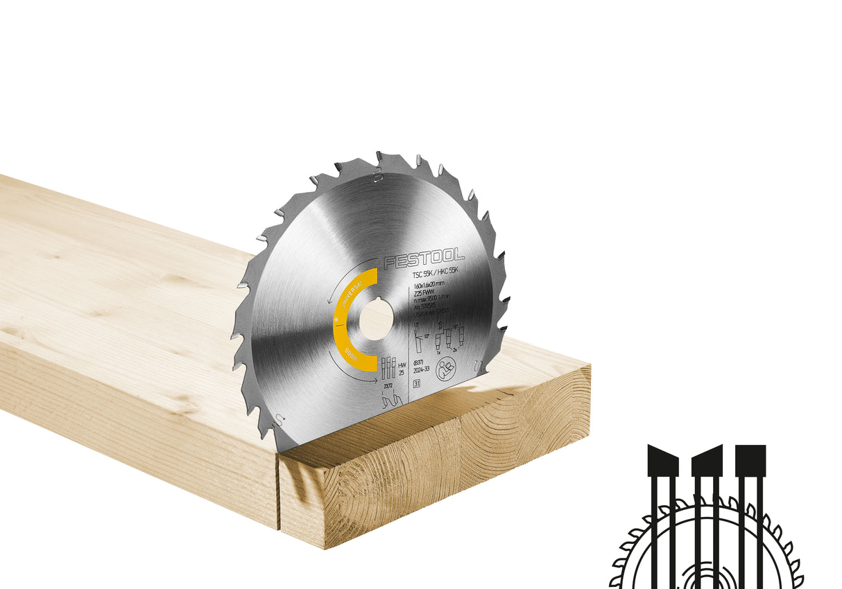Festool Kreissägeblatt "WOOD UNIVERSAL" HW 160x1,6x20 FWW25 - 578585