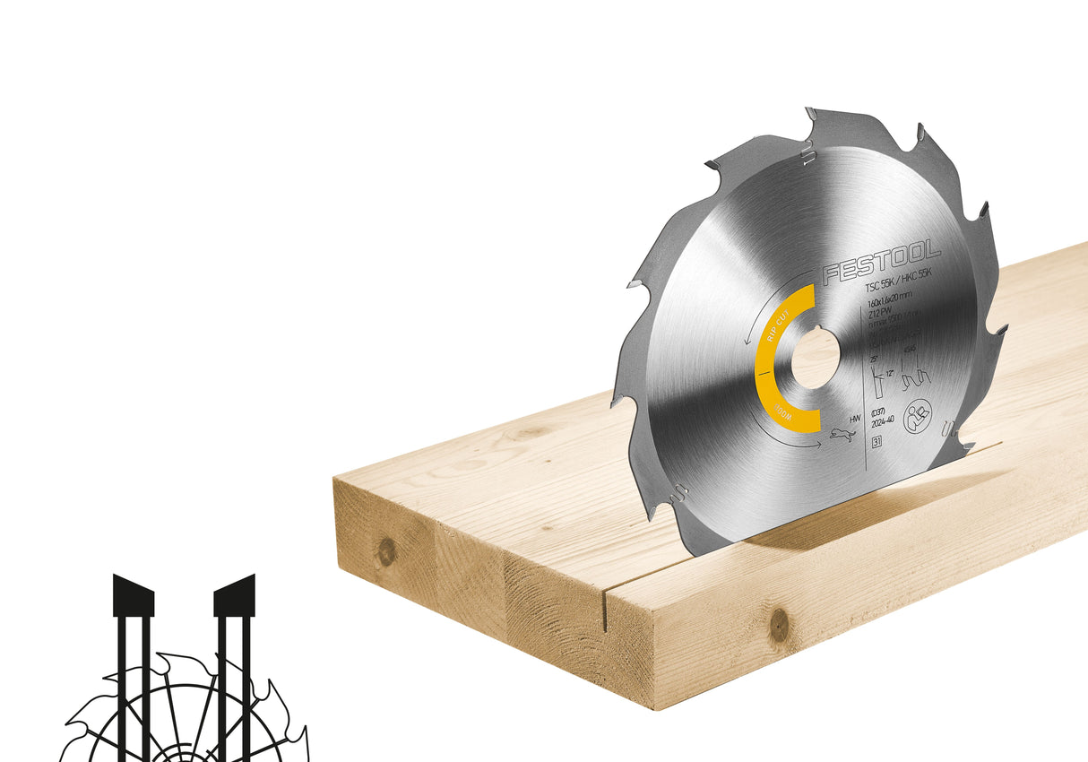 Festool Kreissägeblatt "WOOD RIP CUT" HW 160x1,6x20 PW12 - 578580