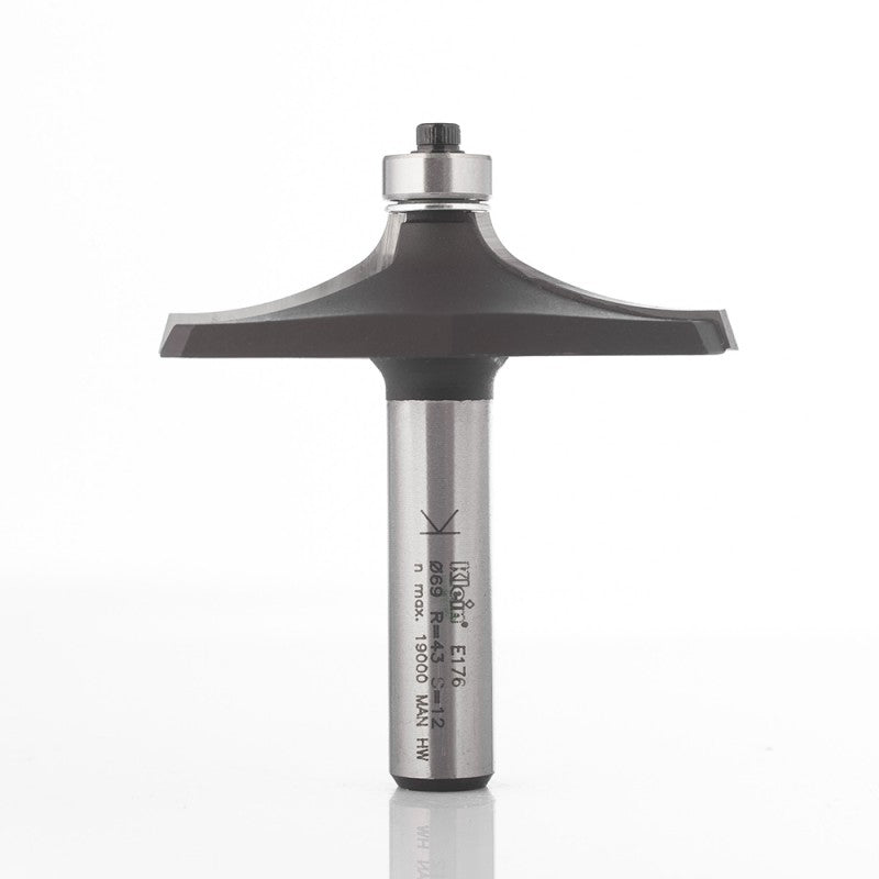 KLEIN HW Handlauf- und Tischkanten - Fräser mit Anlauflager R 43 D=69 S 12 - E176.690.R