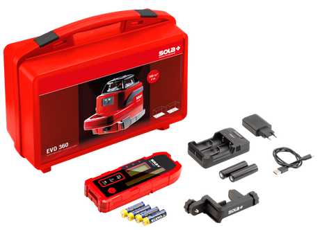 SOLA Rotationslaser EVO 360, inkl. RRD1 + Klampe, 2x Akkuzelle 18650 - 71017801