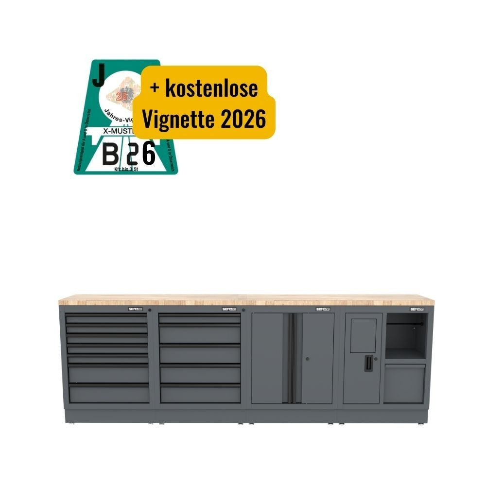 WINTERAKTION: SEMLOC Workspace Werkbank mit Schubladen und Türen - Variante 4 - 2720x950x495mm