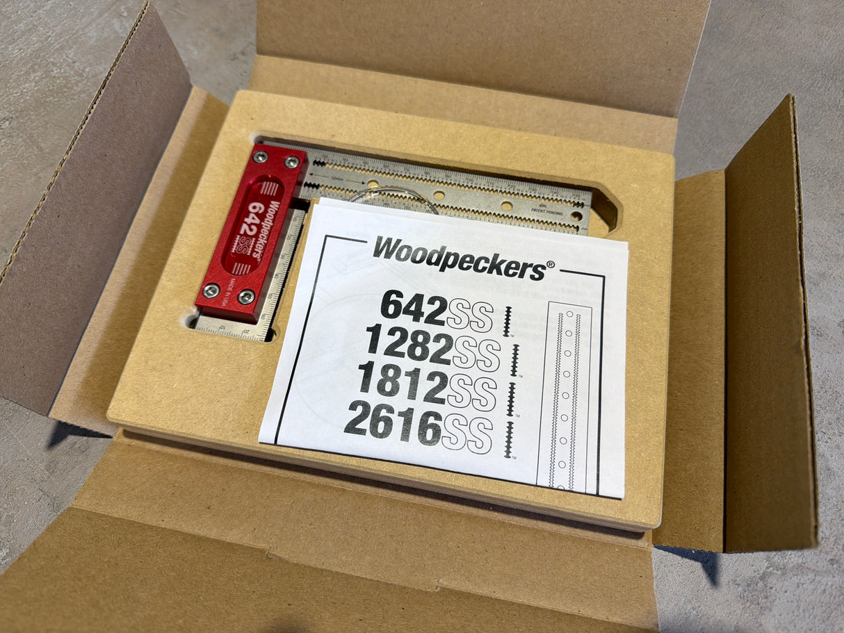 EINZELSTÜCK: Woodpeckers Edelstahl Anreißwinkel 150mm mit Holzrahmen - SSSQ-150-19