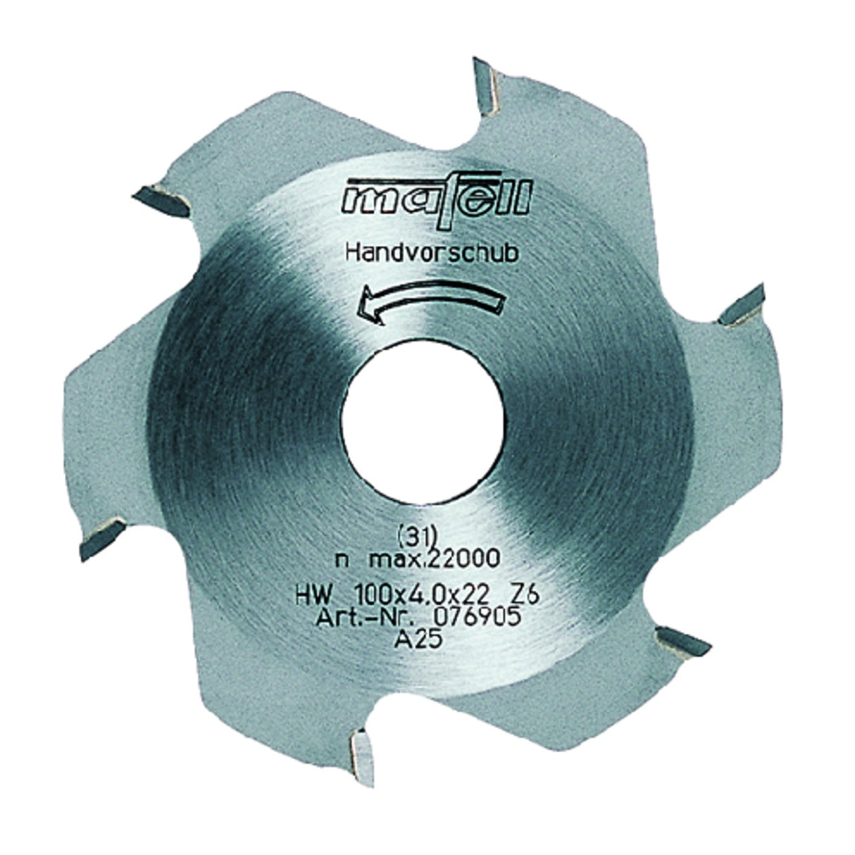 Mafell disc milling cutter, 100 x 4 x 22 mm, 6 teeth, carbide-tipped - 076905