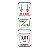 0-155 mm measuring range - Digital caliper with large numbers